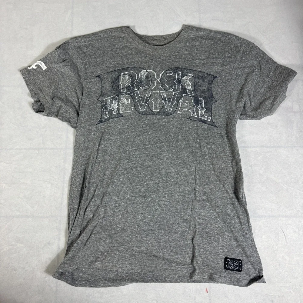 True Religion x Rock Revival Mens T-Shirt Gray Camo Buddha‎ Graphic XL Lot Of 2